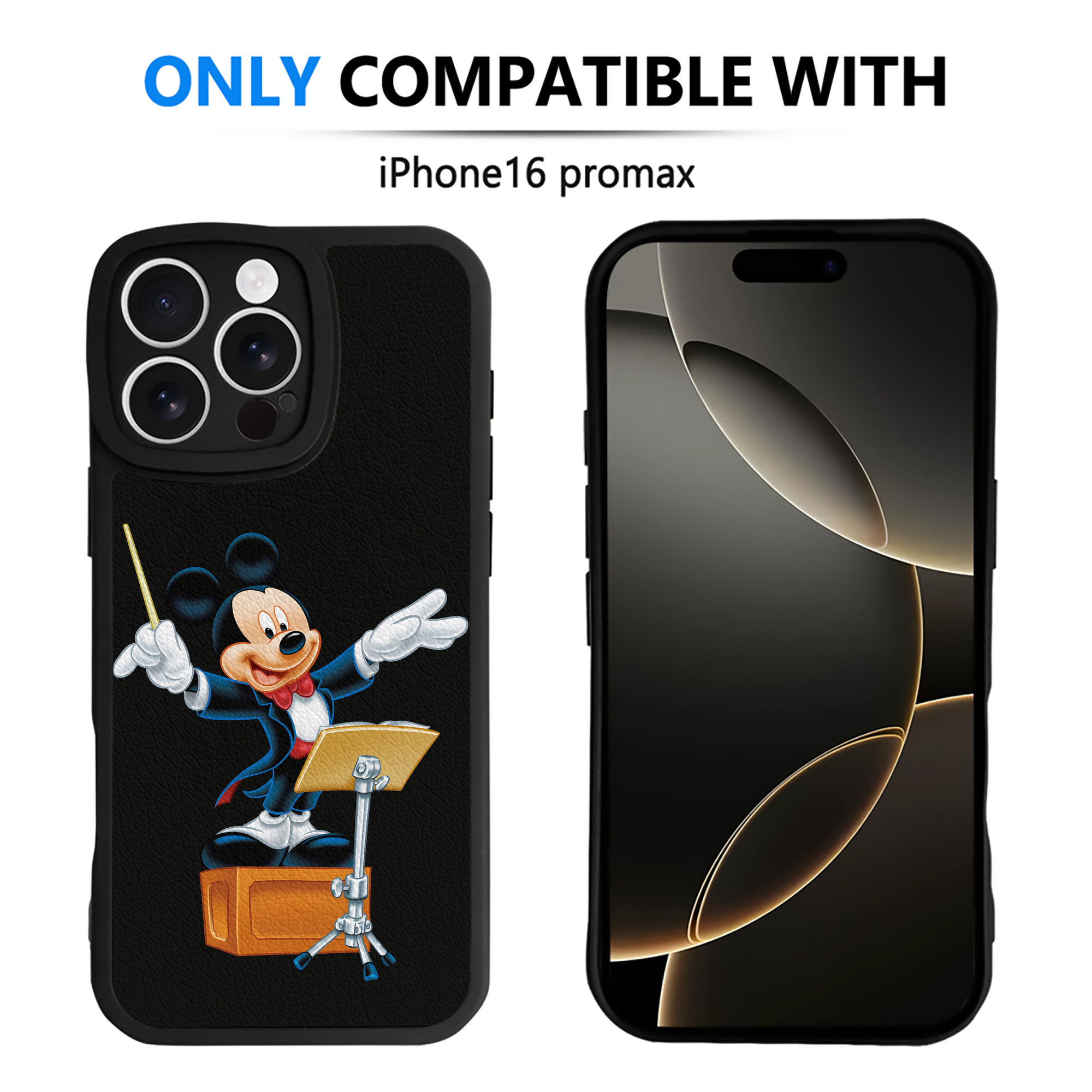 （画像用） ミッキーマウス Mickey Mouse 【iPhone 16シリーズ対応】シリコンスマホケース（レザー調） 材質：シリコン